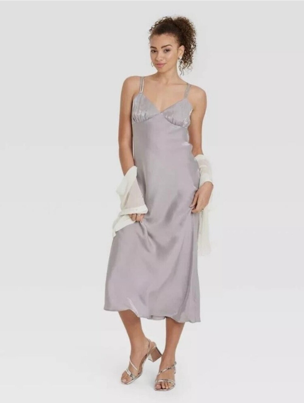 Wild Fable Silverish Gray Chemise Soft Fabric Sleek Design